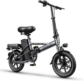 Electric Bike 500W Electric Commuter Bikes;  Folding Mini Ebike 14'' Electric Bicycle with 48V 18Ah Battery;  21MPH Adults/Teens City E Bike