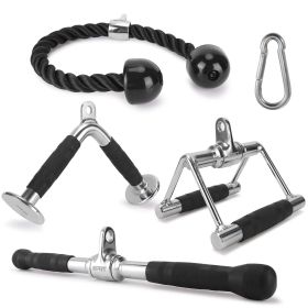 Fitness Tricep Press Down Cable Exercise Machine Attachments, V-Handle with Rotation, Rotating Bar, Tricep Rope, V-Shaped Bar, Weight Machine Accessor