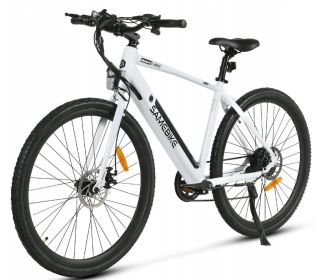 Electric Bicycle 36V 350W 10AH 7S speed 80KM 150KG +APP disc brake front and rear lights 700C*45C KENDA spoked wheel E Bike (Color: White)