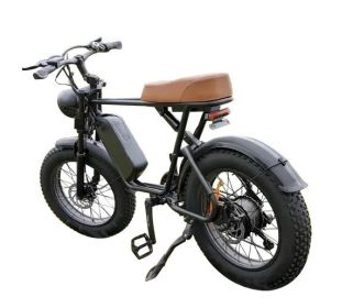 Electric Bicycle 1000W 48v 15AH 70KM 20 Inch Wide Tire Electric Bicycle Double Shock Absorption Double Disc Brake C91 Off-Road Electric Mountain Bike (Color: Brown)