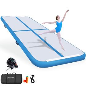 Gymnastics Mat Air Mats 10ft /13ft, Inflatable Tumbling Mat Tumble Track Air Floor with Electric Air Pump for Kids Home Use/Cheerleading/Gym/Outdoor/Y (Color: Blue, size: 13ft)