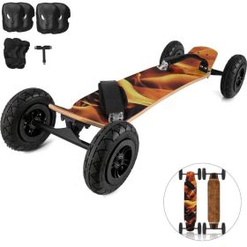 Outdoor Traving Sports Mountainboard Skateboard Longboard Off Road Knobby Tires (Pattern: Flame, Material: Wood)
